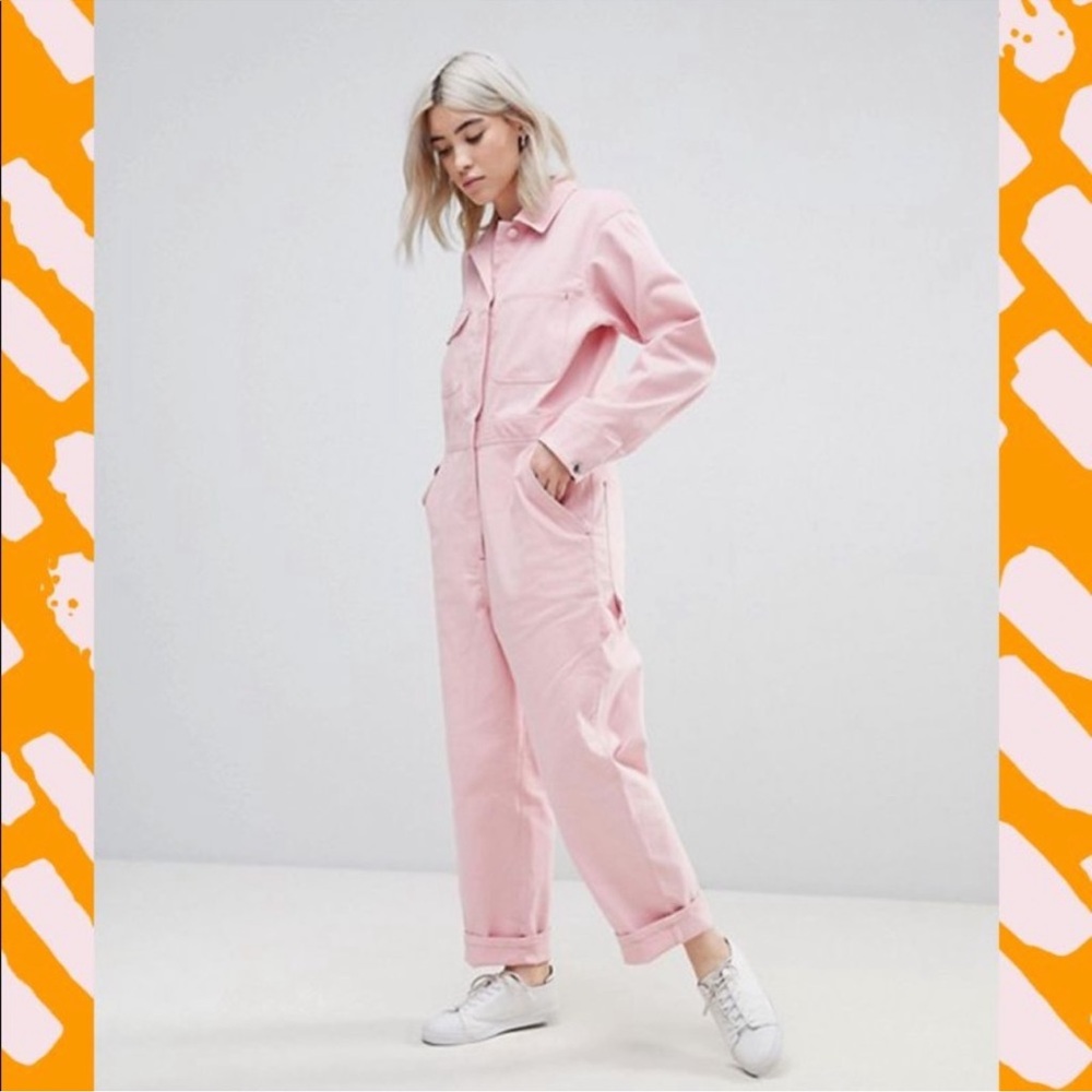 Pink denim jumpsuit - worked twice- in perfect condition.